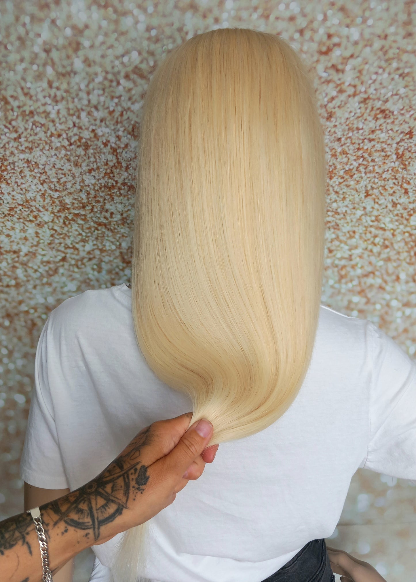 Vibe U part wig, #60, lightest blonde, 100% human hair, flip your style in seconds, 16/18/20 inch length