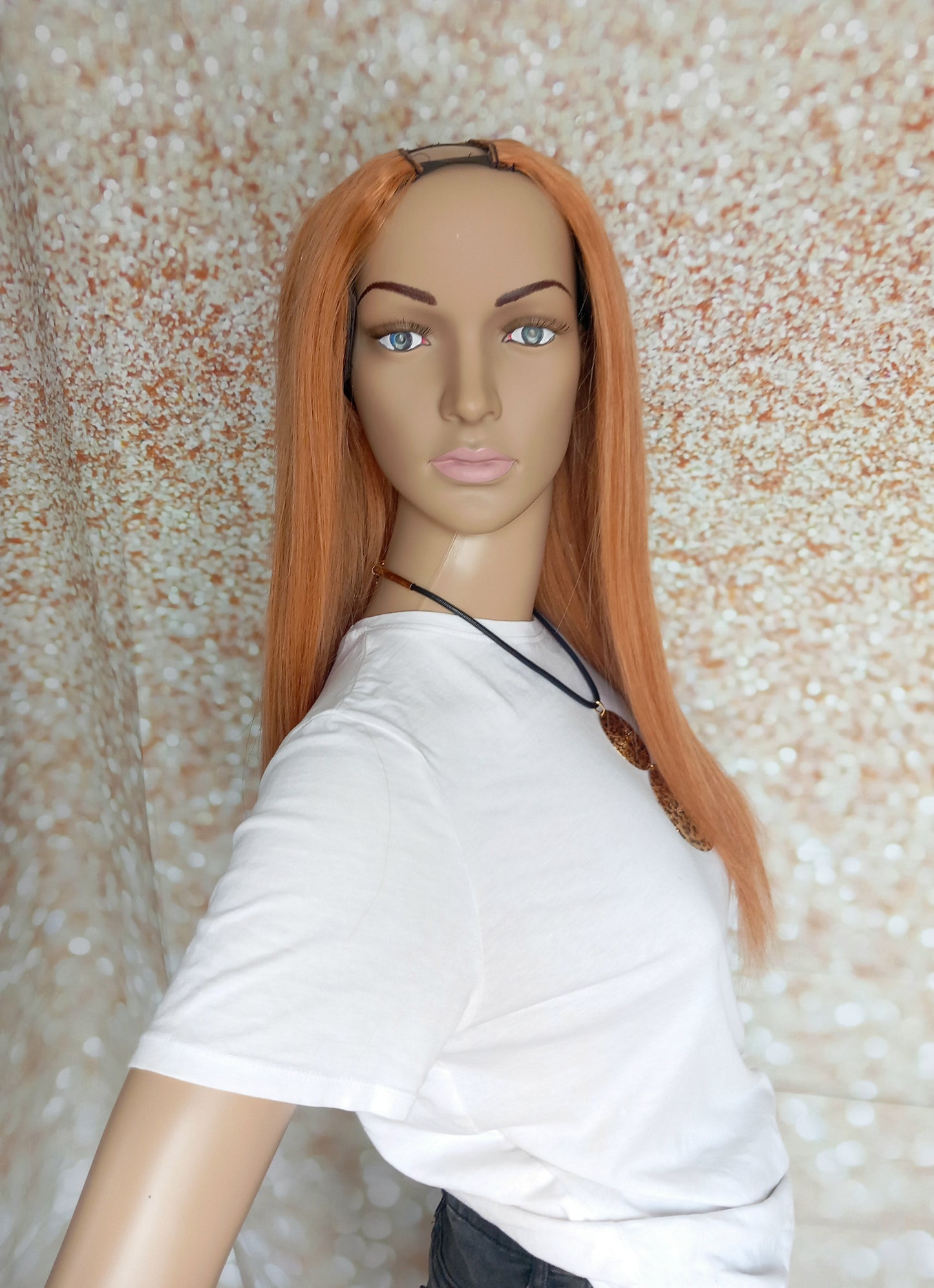 Vibe U part wig, #30, light auburn, 100% human hair, flip your style in seconds, 16/18/20 inch length