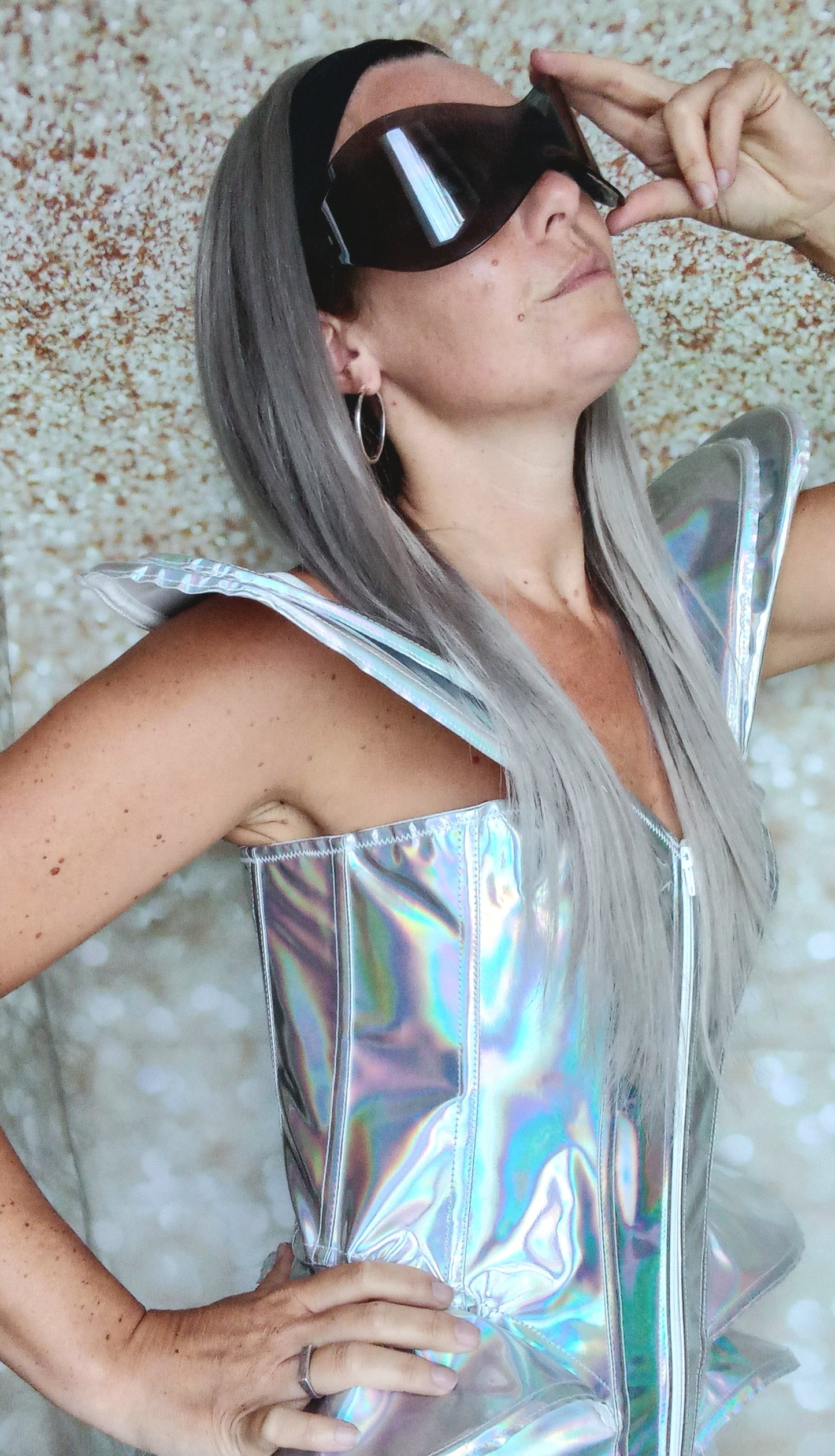 Vibe Headband wig, #SG, silver grey, 100% human hair, flip your style in seconds, 16/18/20 inch length