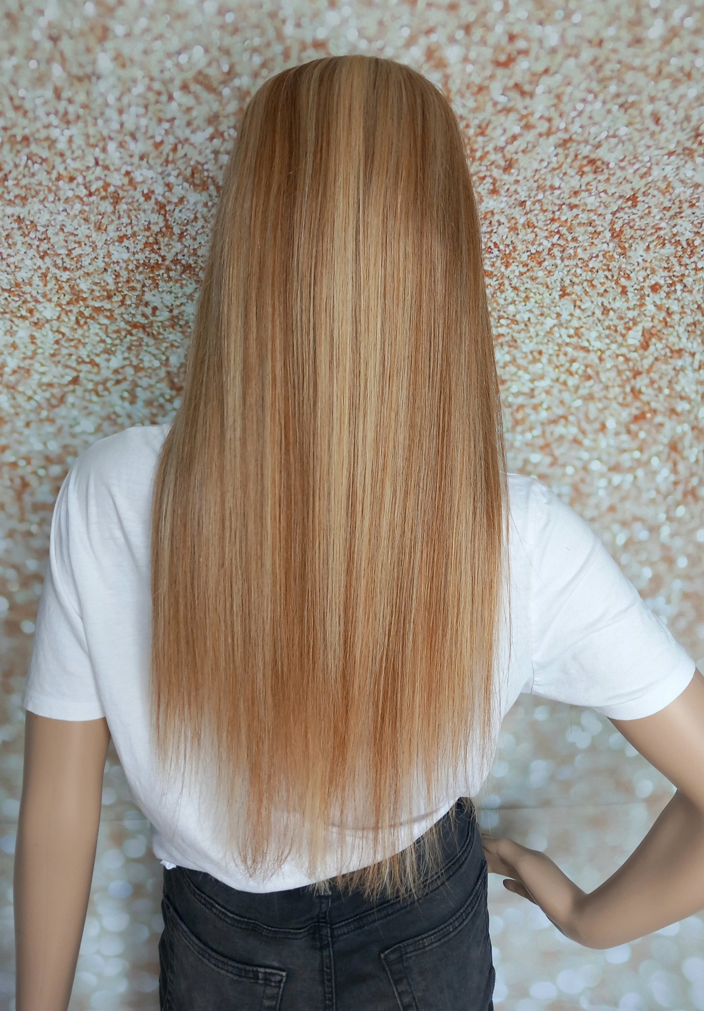 Vibe U part wig, #8/613, warm auburn brown and light blonde, 100% human hair, flip your style in seconds, 16/18/20 inch length