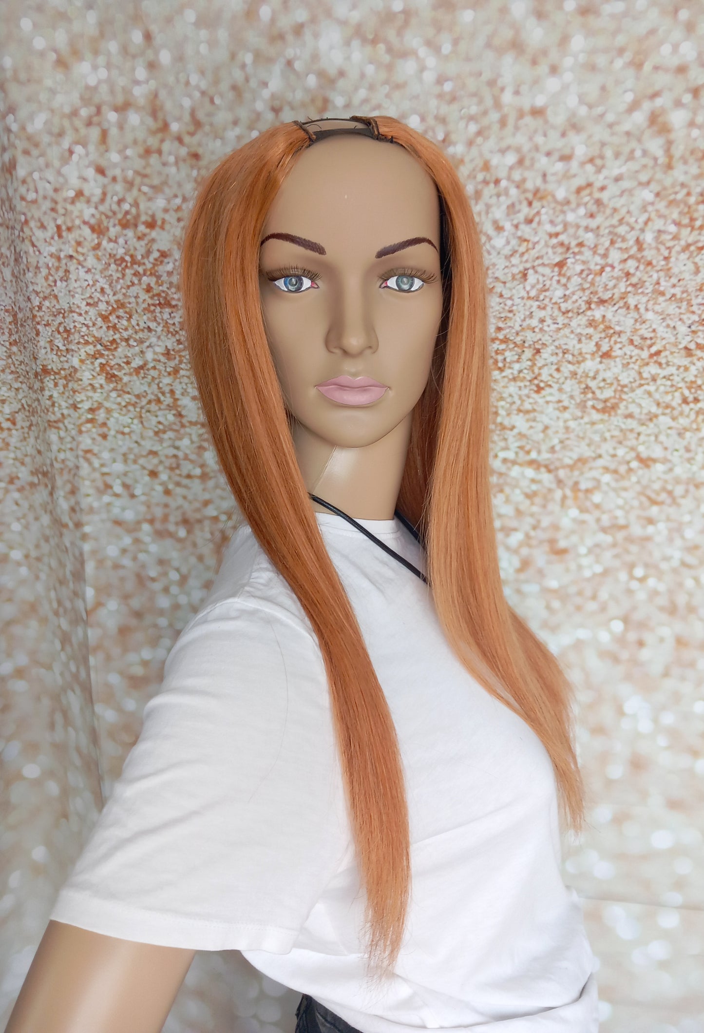 Vibe U part wig, #30, light auburn, 100% human hair, flip your style in seconds, 16/18/20 inch length