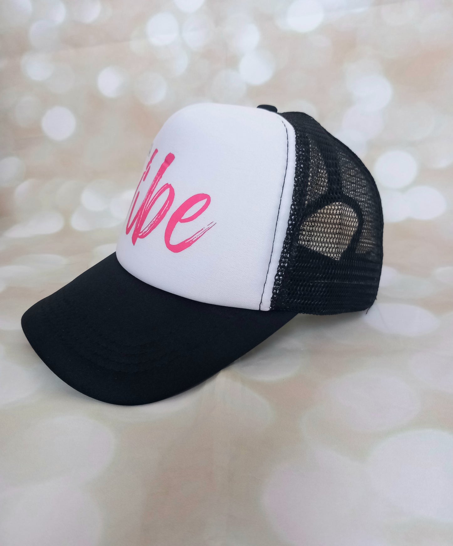 Vibe Trucker cap, adjustable, black, white, pink, Summer Vibes