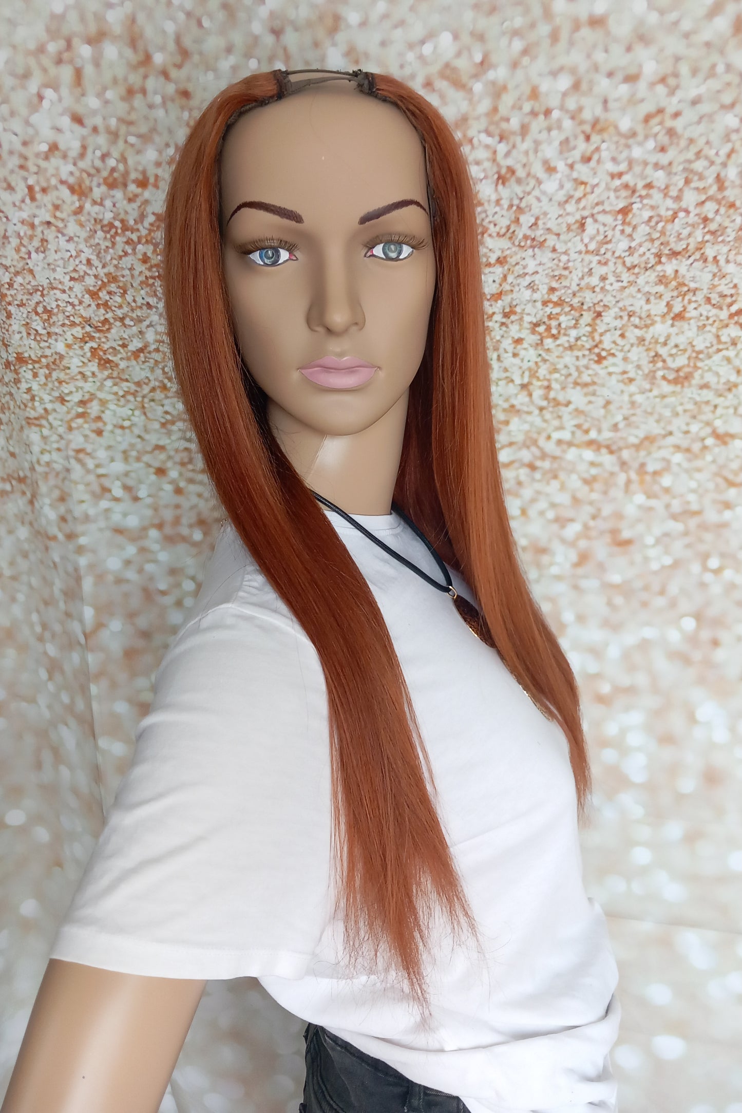 Vibe U part wig, #33 Deep Auburn, 100% human hair, flip your style in seconds, 16/18/20 inch length