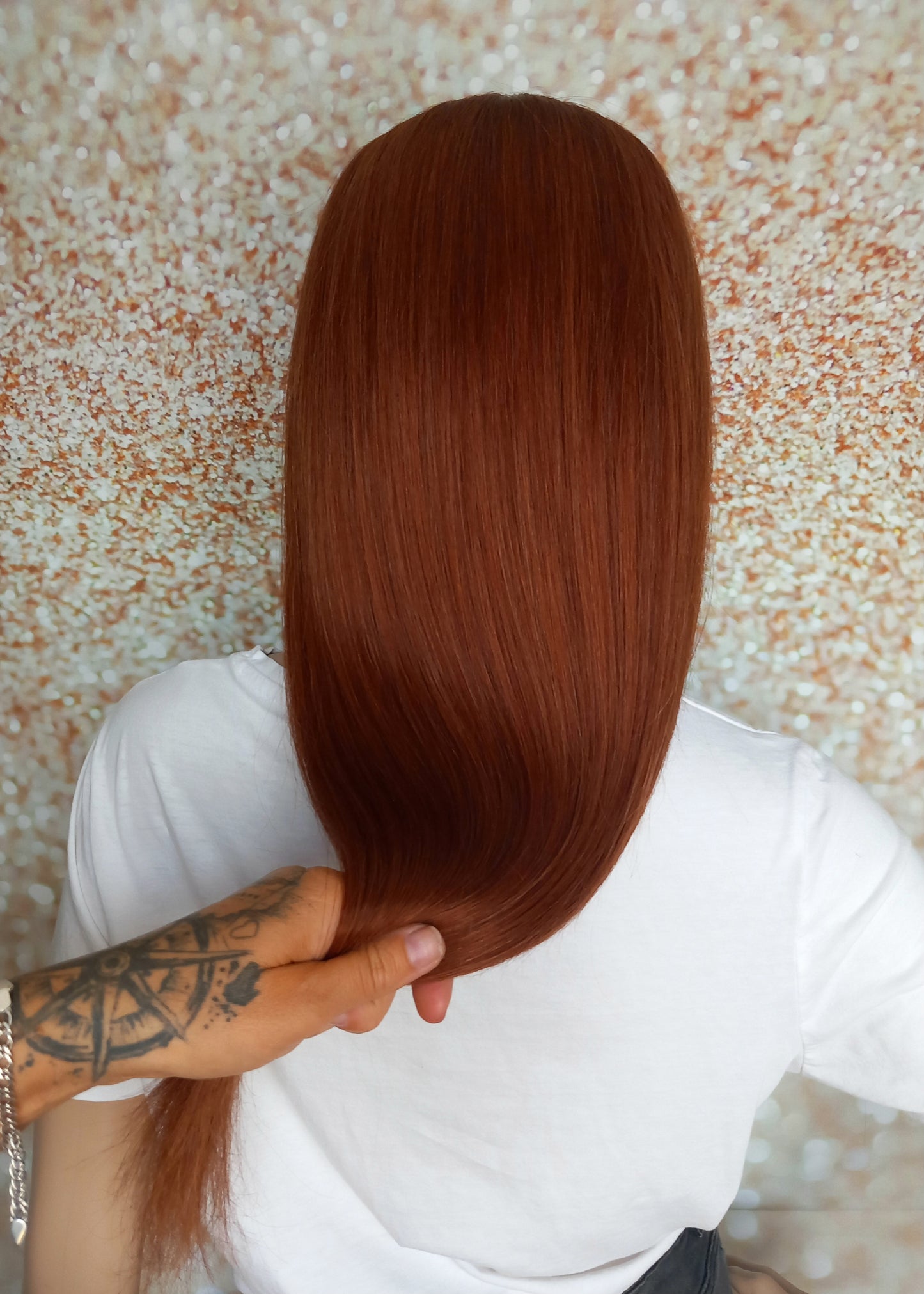 Vibe U part wig, #33 Deep Auburn, 100% human hair, flip your style in seconds, 16/18/20 inch length