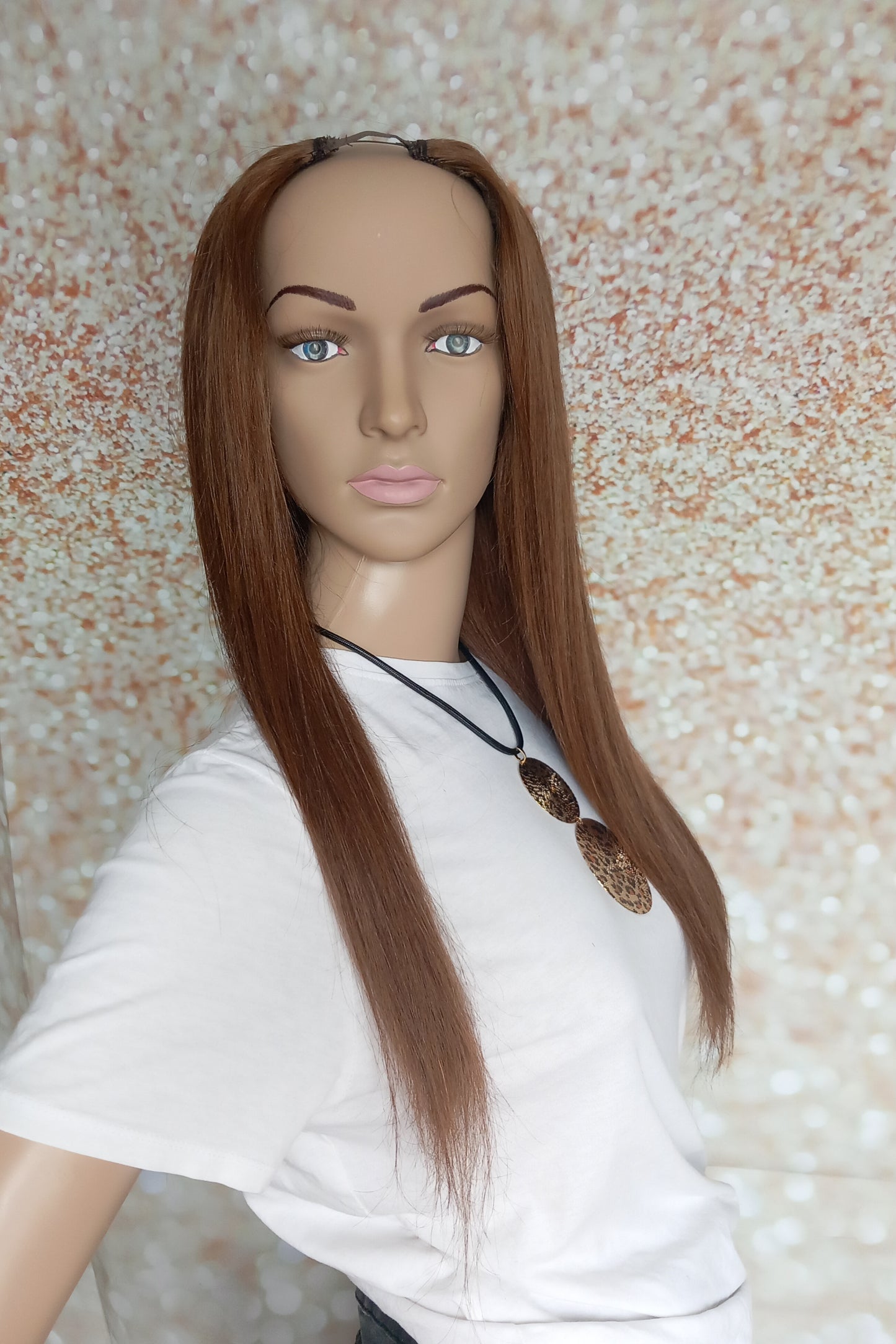 Vibe U part wig, #4, Dark brown, 100% human hair, flip your style in seconds, 16/18/20 inch length