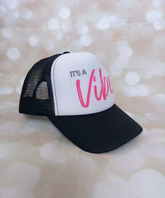 Vibe Trucker cap, adjustable, black, white, pink, Summer Vibes