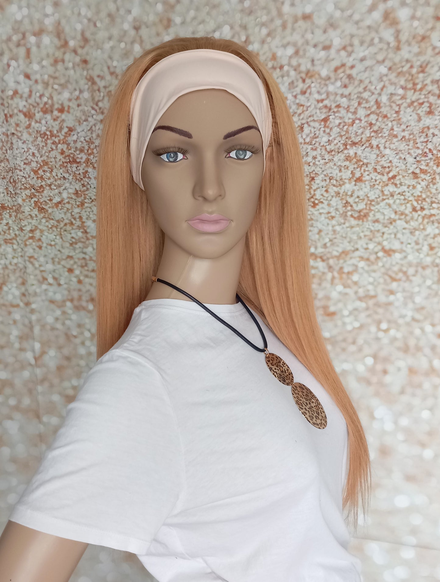 Vibe Headband wig, #27, Strawberry blonde, 100% human hair, flip your style in seconds, 16/18/20 inch length