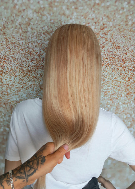 Vibe Headband wig, #18/613, Mid blonde and light blonde, 100% human hair, flip your style in seconds, 16/18/20 inch length
