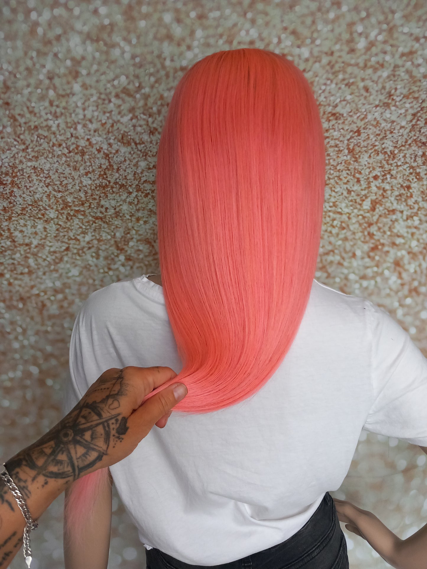 Vibe Headband wig, #2/pink, dark brown/ Pink, 100% human hair, flip your style in seconds, 16/18/20 inch length