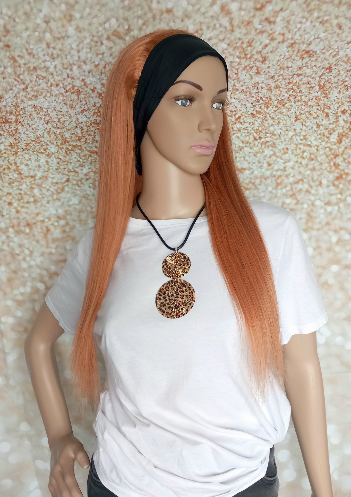 Vibe Headband wig, #30, Light Auburn, 100% human hair, flip your style in seconds, 16/18/20 inch length