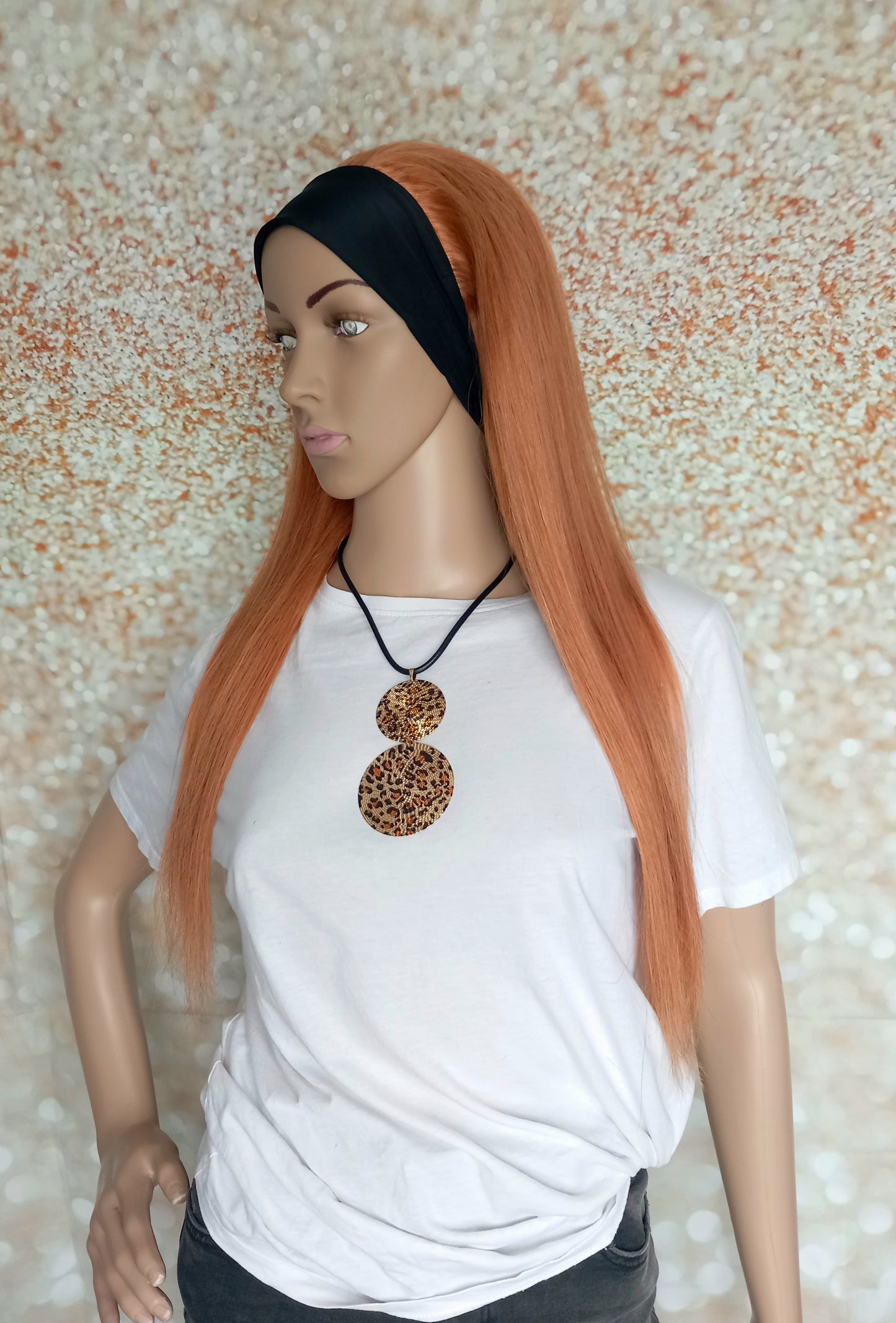 Vibe Headband wig, #30, Light Auburn, 100% human hair, flip your style in seconds, 16/18/20 inch length