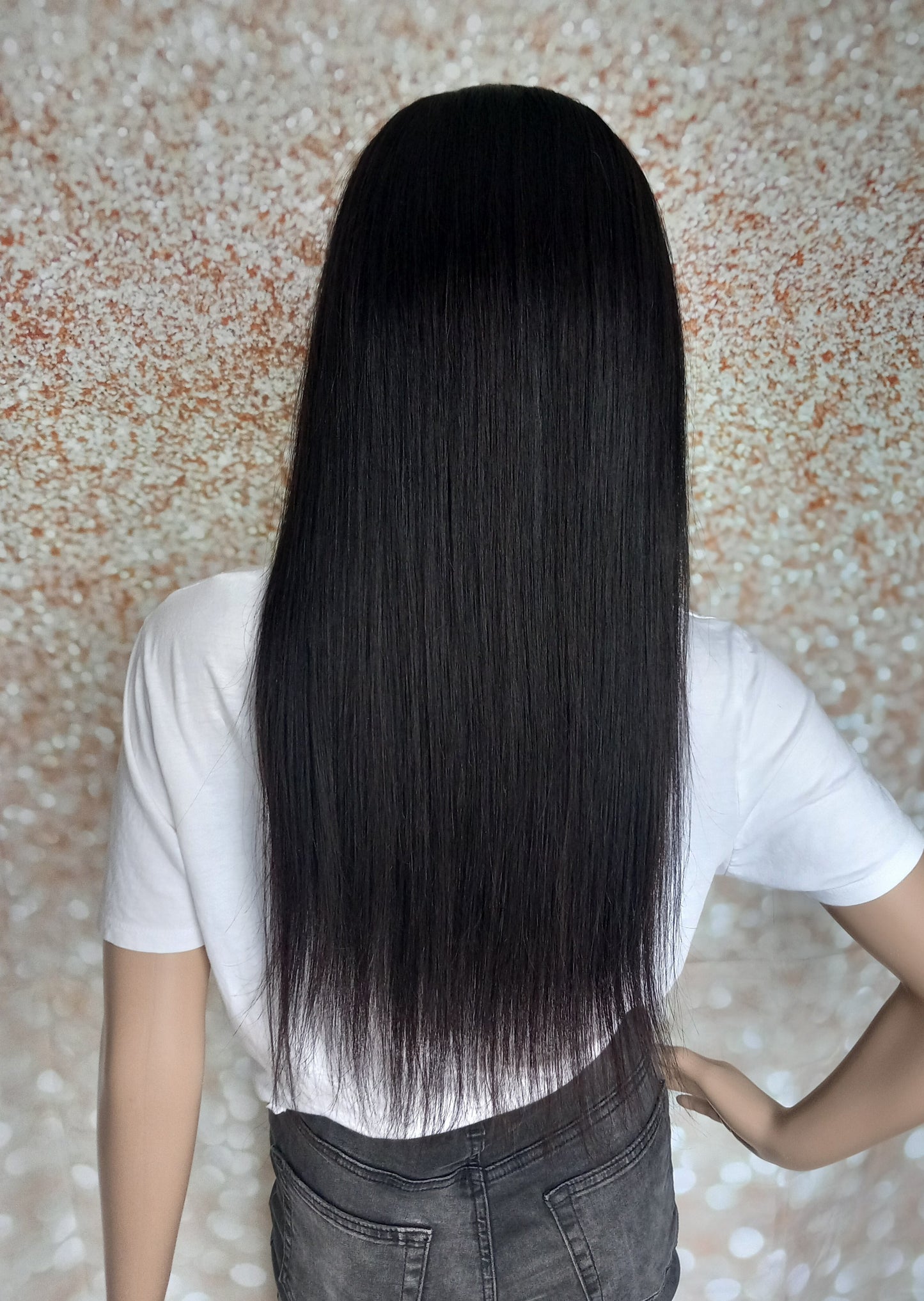 Vibe Headband wig, #1b, Glossy natural black, 100% human hair, flip your style in seconds, 16/18/20 inch length