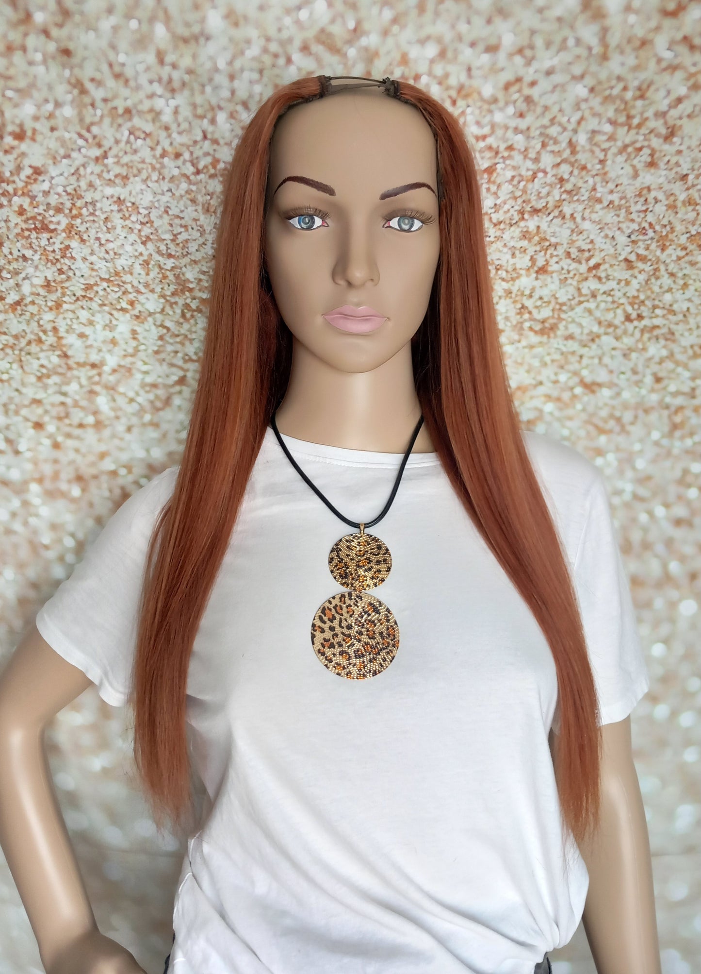 Vibe U part wig, #33 Deep Auburn, 100% human hair, flip your style in seconds, 16/18/20 inch length