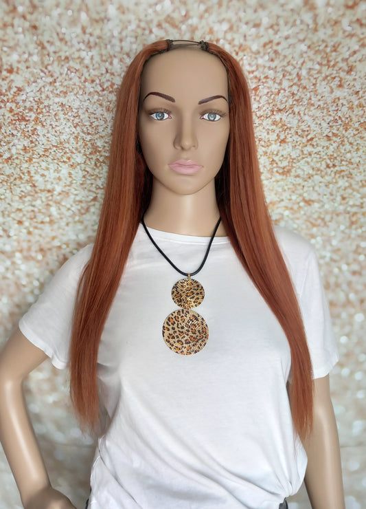 Vibe U part wig, #33 Deep Auburn, 100% human hair, flip your style in seconds, 16/18/20 inch length