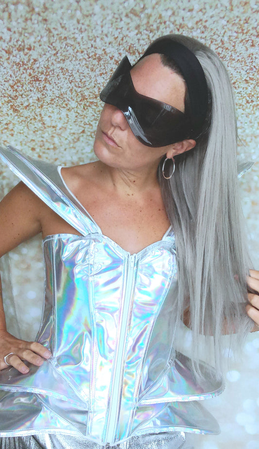 Vibe Headband wig, #SG, silver grey, 100% human hair, flip your style in seconds, 16/18/20 inch length