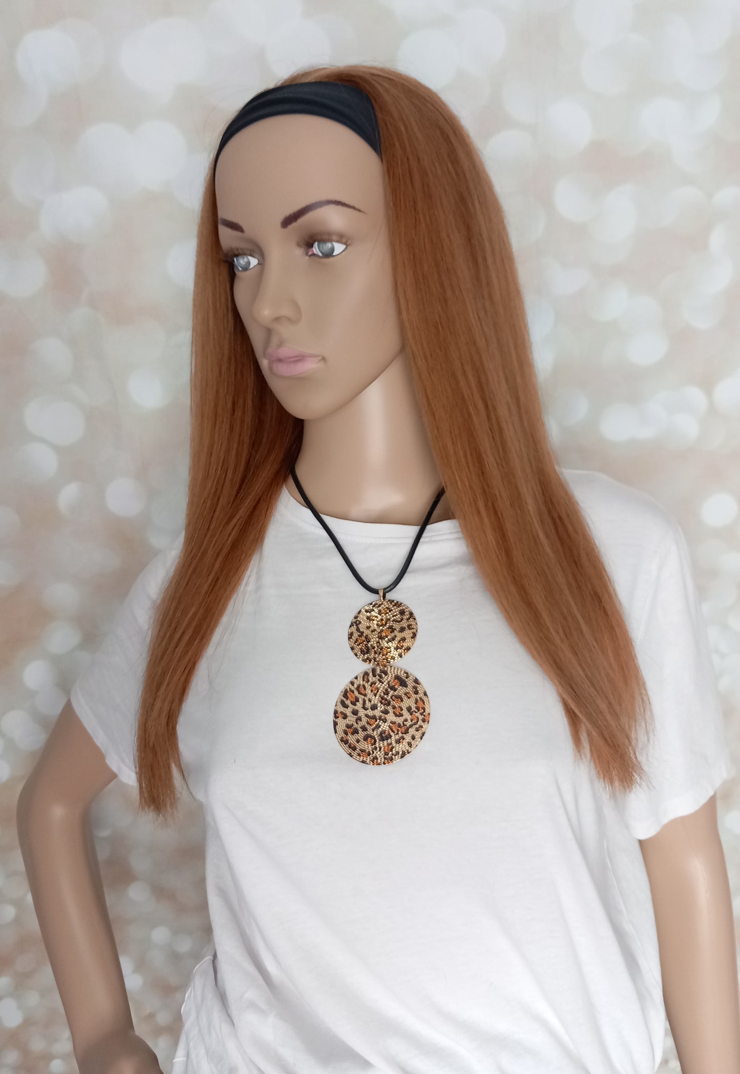 Vibe Headband wig, #8, Auburn brown, 100% human hair, flip your style in seconds, 16/18/20 inch length