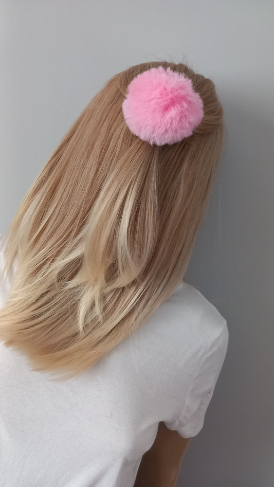 Giant faux fur PomPom hairband, white, pink, beige, mustard, coffee, mint, grey