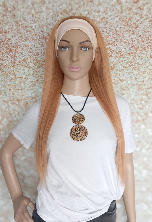 Vibe Headband wig, #27, Strawberry blonde, 100% human hair, flip your style in seconds, 16/18/20 inch length