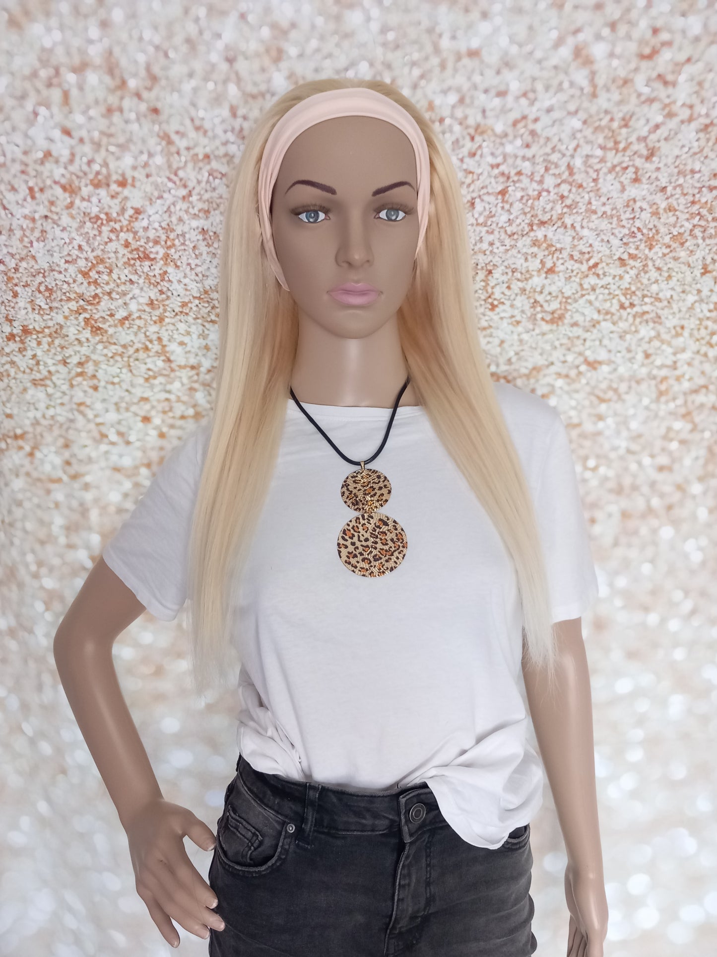 Vibe Headband wig, #60, lightest blonde, 100% human hair, flip your style in seconds, 16/18/20 inch length