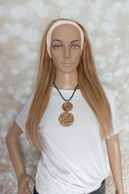 Vibe Headband wig, #8/613, auburn brown and light blonde, 100% human hair, flip your style in seconds, 16/18/20 inch length