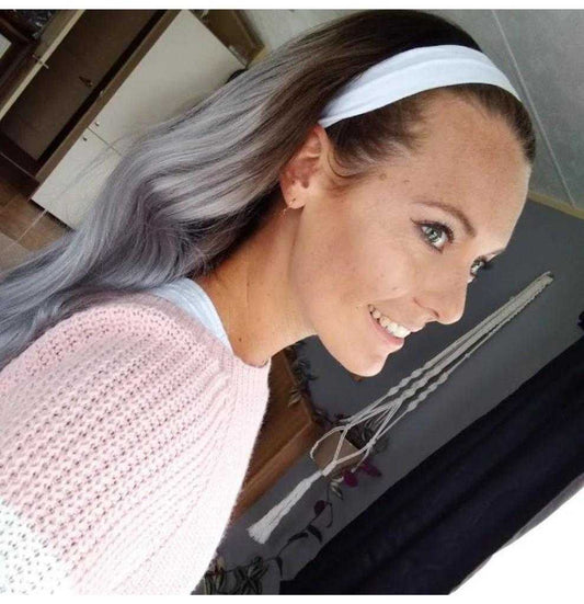 Vibe Headband wig, #1b/SG, Natural Root/ silver grey, 100% human hair, flip your style in seconds, 16/18/20 inch length