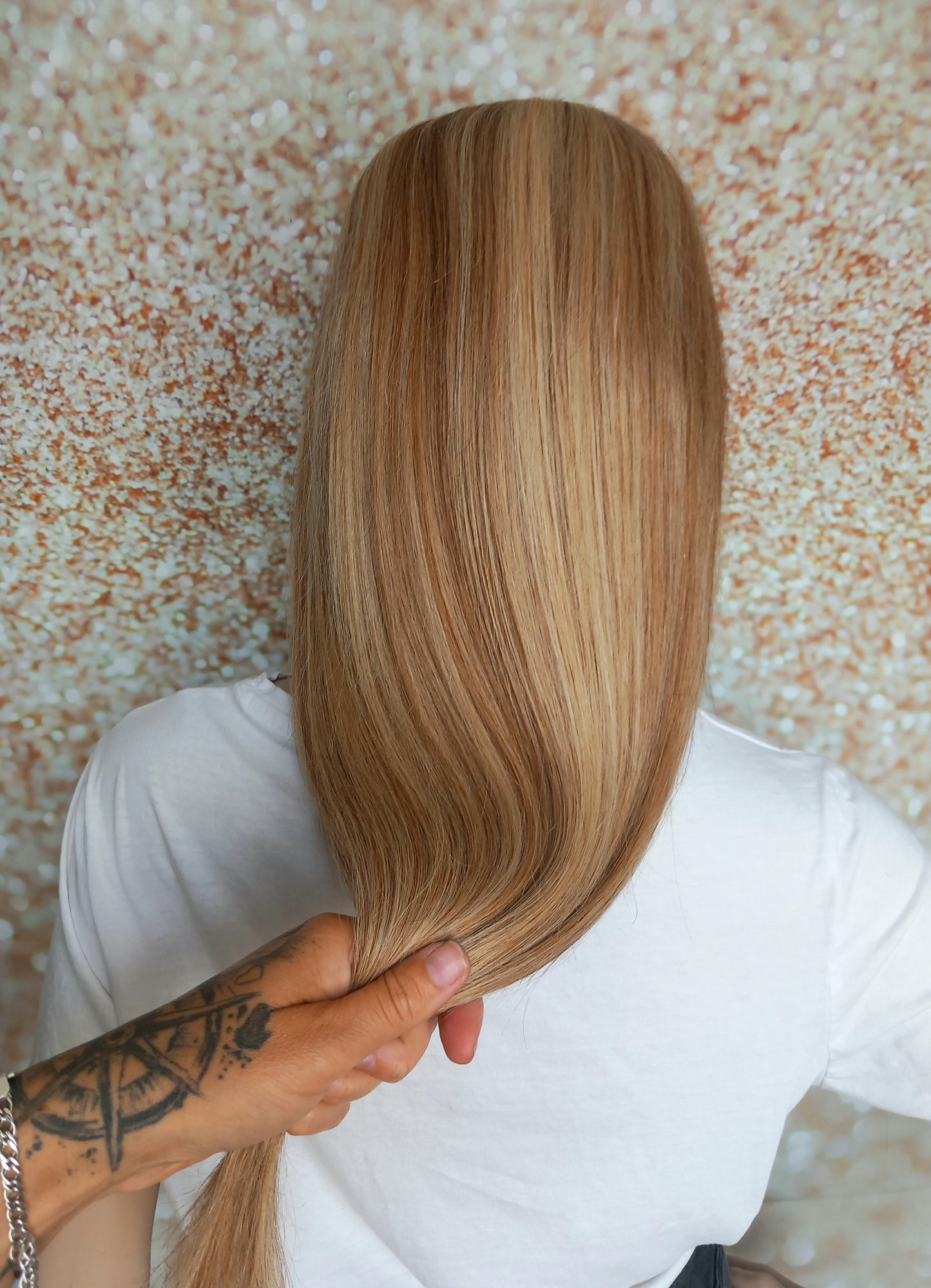Vibe U part wig, #8/613, warm auburn brown and light blonde, 100% human hair, flip your style in seconds, 16/18/20 inch length