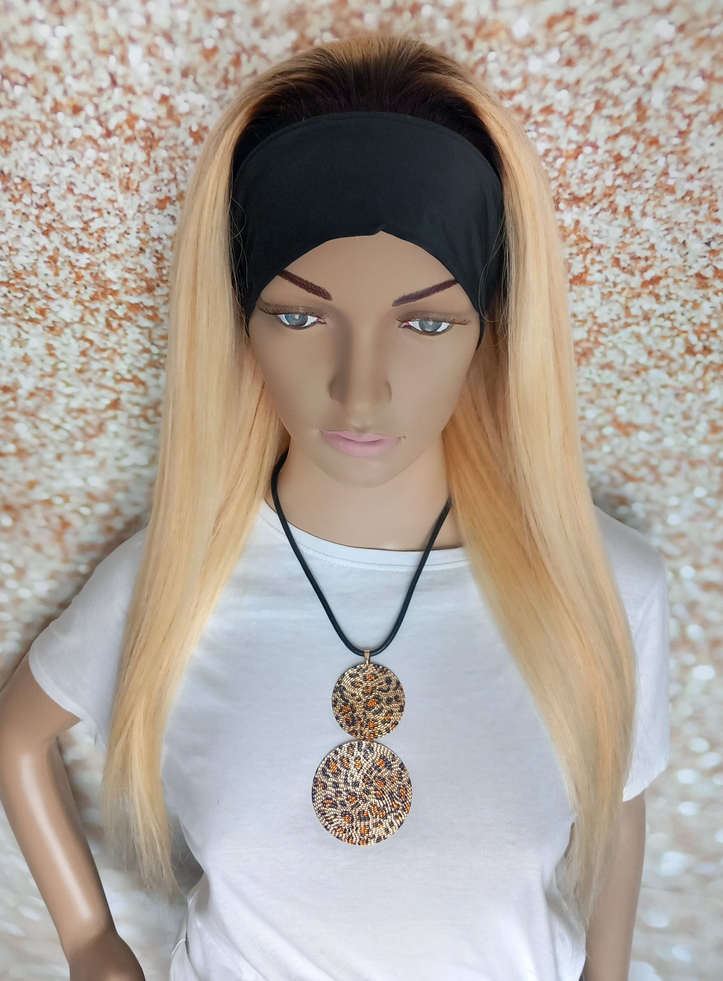 Vibe Headband wig, #1b/613, Natural Root/ light blonde, 100% human hair, flip your style in seconds, 16/18/20 inch length