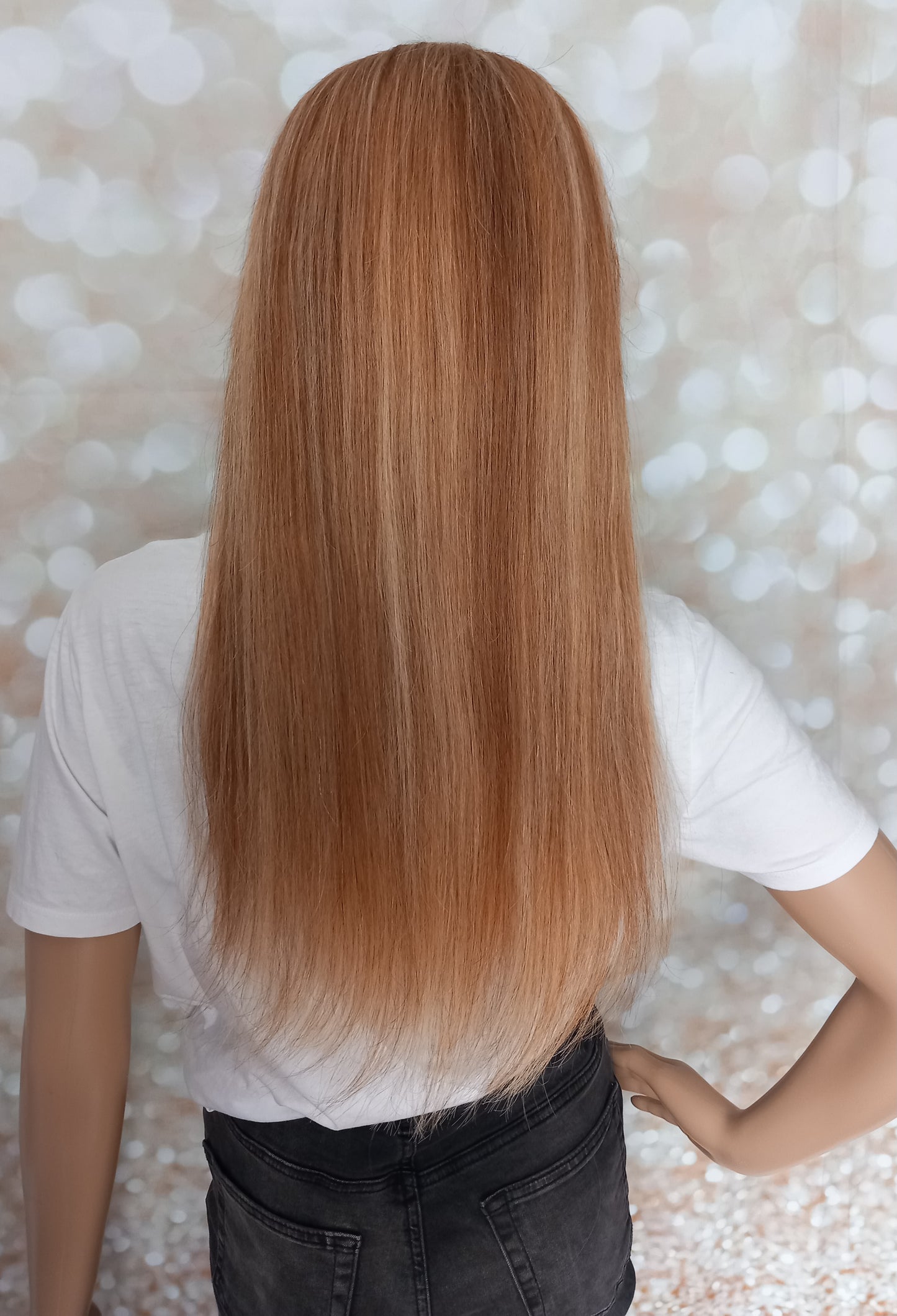 Vibe Headband wig, #8/613, auburn brown and light blonde, 100% human hair, flip your style in seconds, 16/18/20 inch length