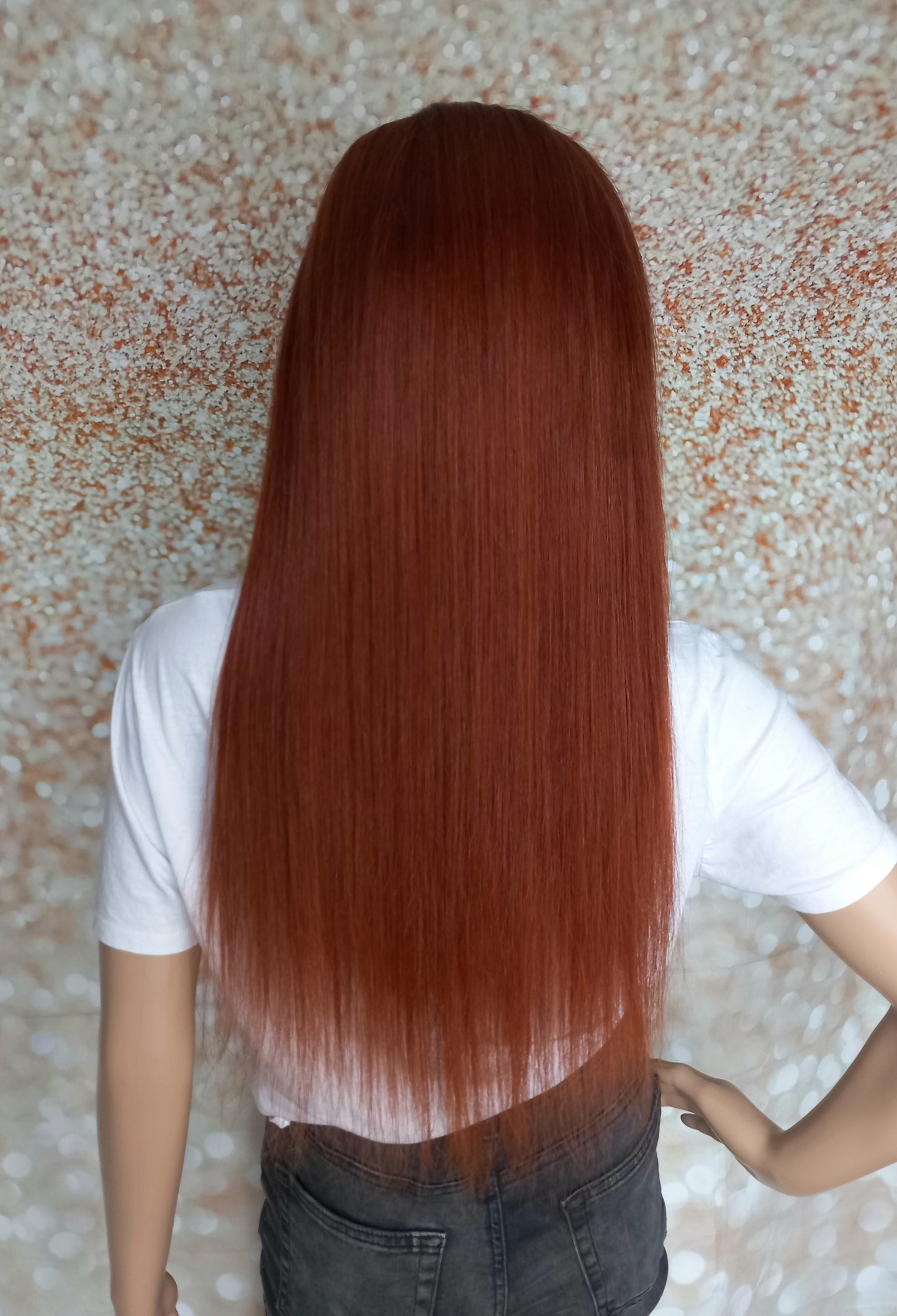 Vibe Headband wig, #33, Dark Auburn, 100% human hair, flip your style in seconds, 16/18/20 inch length