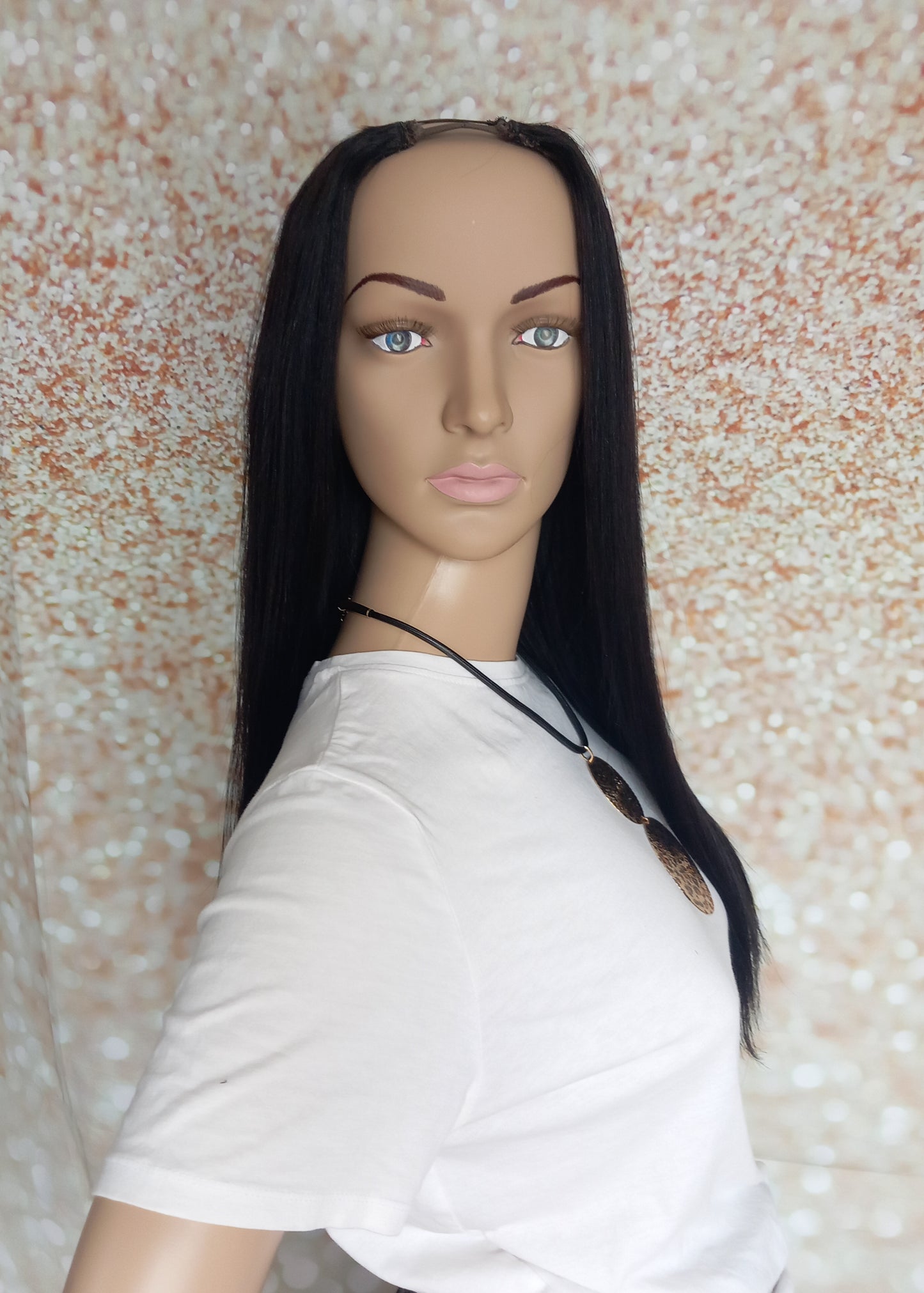 Vibe U part wig, #1, Glossy black, 100% human hair, flip your style in seconds, 16/18/20 inch length