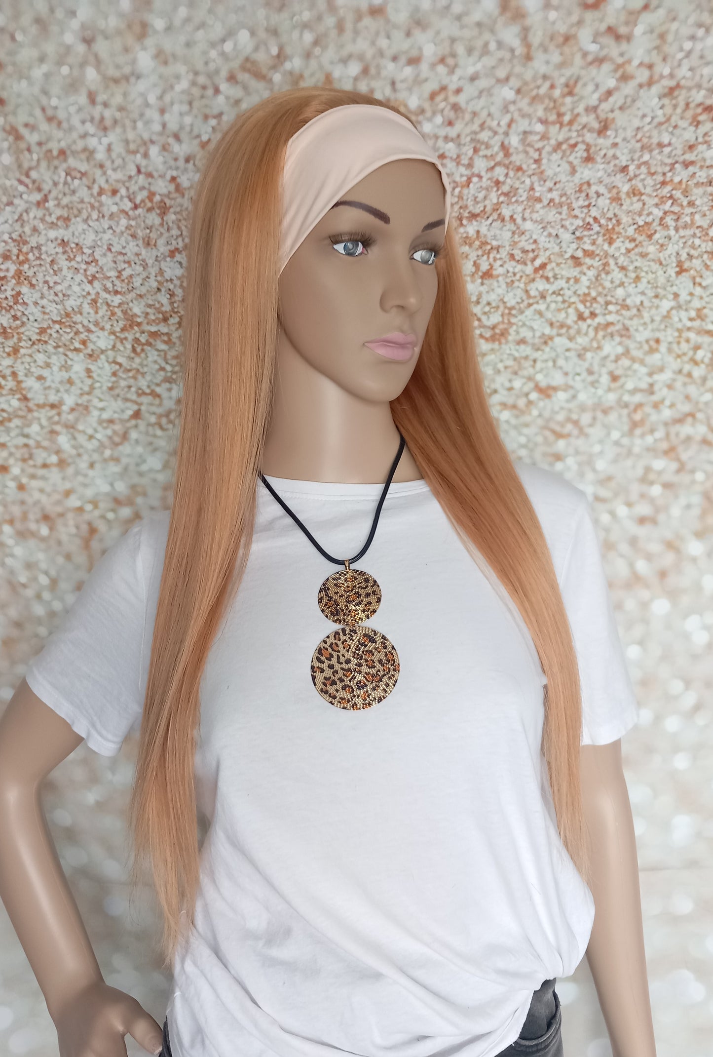 Vibe Headband wig, #27, Strawberry blonde, 100% human hair, flip your style in seconds, 16/18/20 inch length