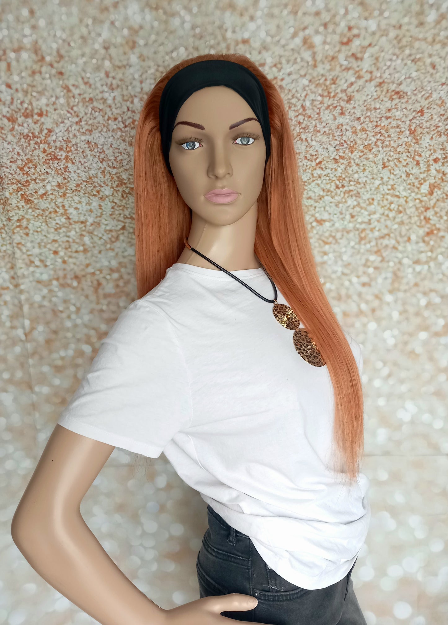 Vibe Headband wig, #30, Light Auburn, 100% human hair, flip your style in seconds, 16/18/20 inch length