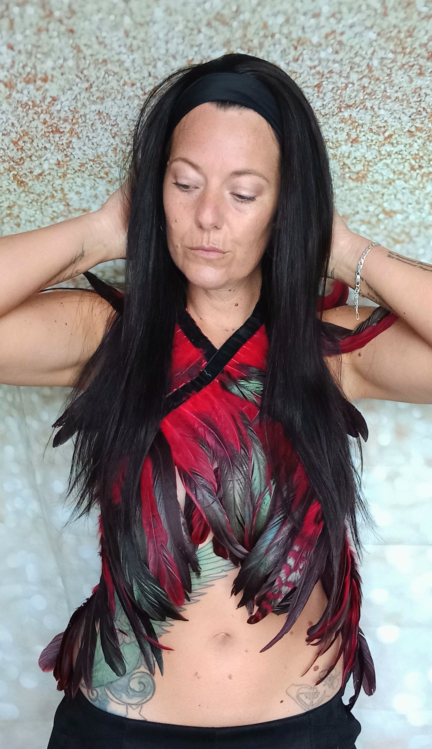 Vibe Headband wig, #1b, Glossy natural black, 100% human hair, flip your style in seconds, 16/18/20 inch length