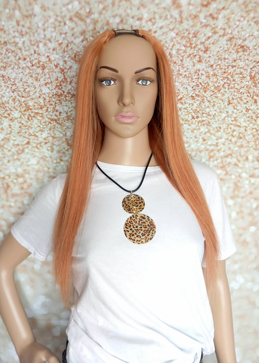 Vibe U part wig, #30, light auburn, 100% human hair, flip your style in seconds, 16/18/20 inch length