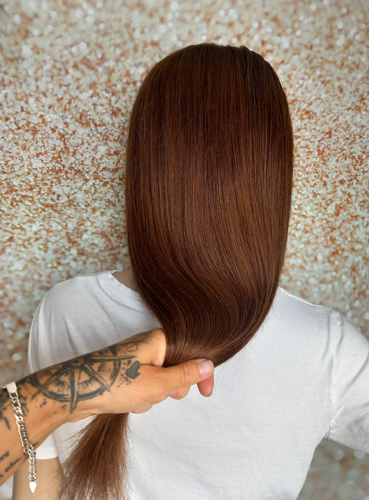 Vibe Headband wig, #4, Dark brown, 100% human hair, flip your style in seconds, 16/18/20 inch length