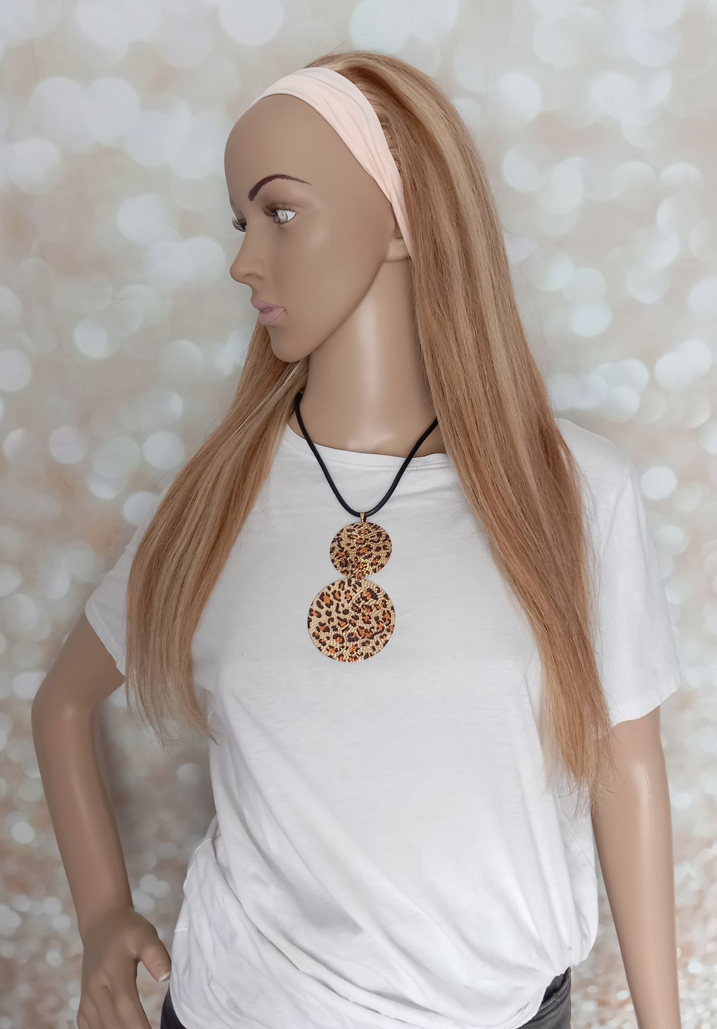 Vibe Headband wig, #8/613, auburn brown and light blonde, 100% human hair, flip your style in seconds, 16/18/20 inch length