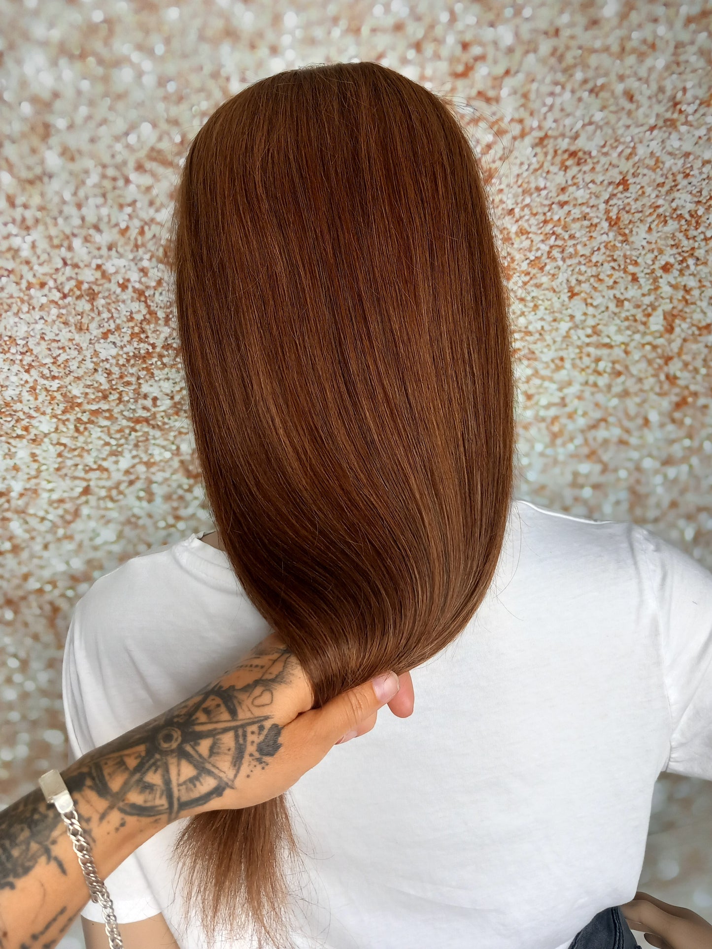 Vibe U part wig, #6, Chestnut brown, 100% human hair, flip your style in seconds, 16/18/20 inch length