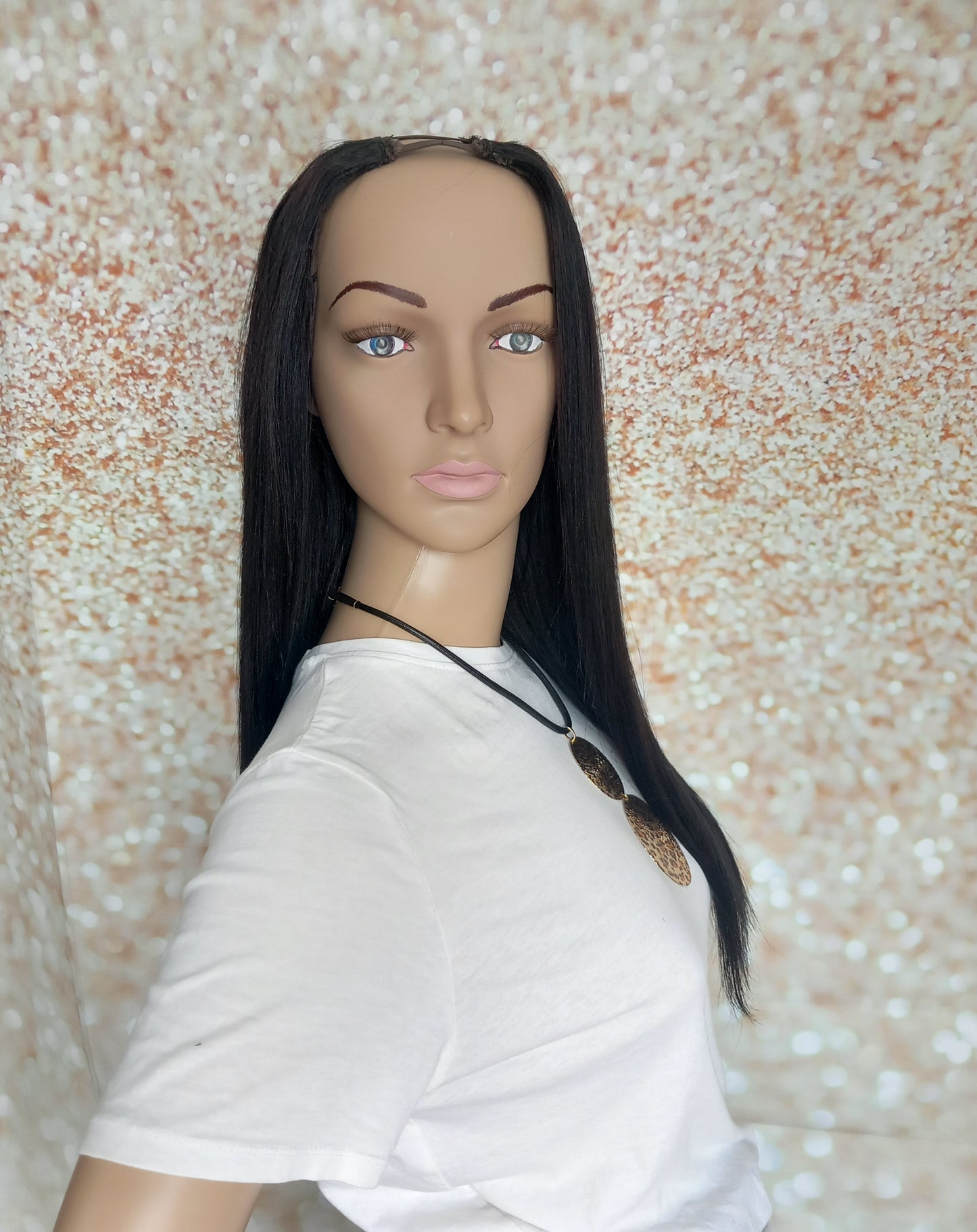 Vibe U part wig, #1, Glossy black, 100% human hair, flip your style in seconds, 16/18/20 inch length