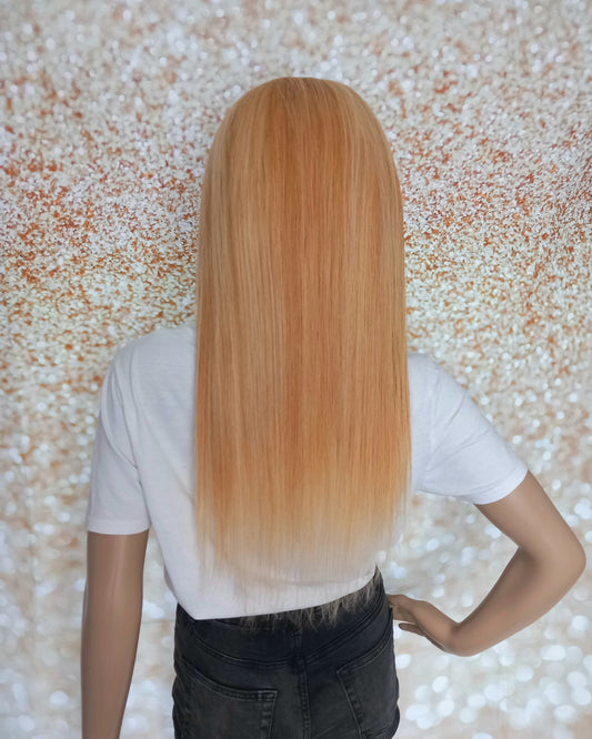 Vibe U part wig, #27/613, Strawberry blonde and light blonde, 100% human hair, flip your style in seconds, 16/18/20 inch length